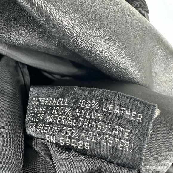 Vintage 80s Wilsons Womens Black Leather Batwing Bomber Jacket Embossed Sz XL - Picture 6 of 10